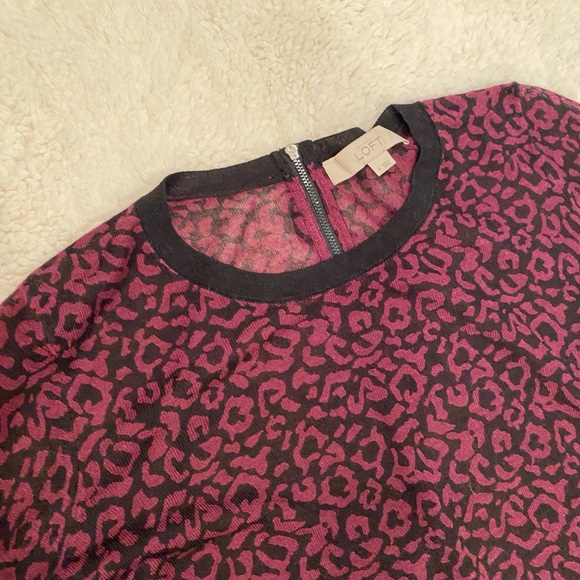 LOFT - black and purple animal print sweater - Picture 4 of 6